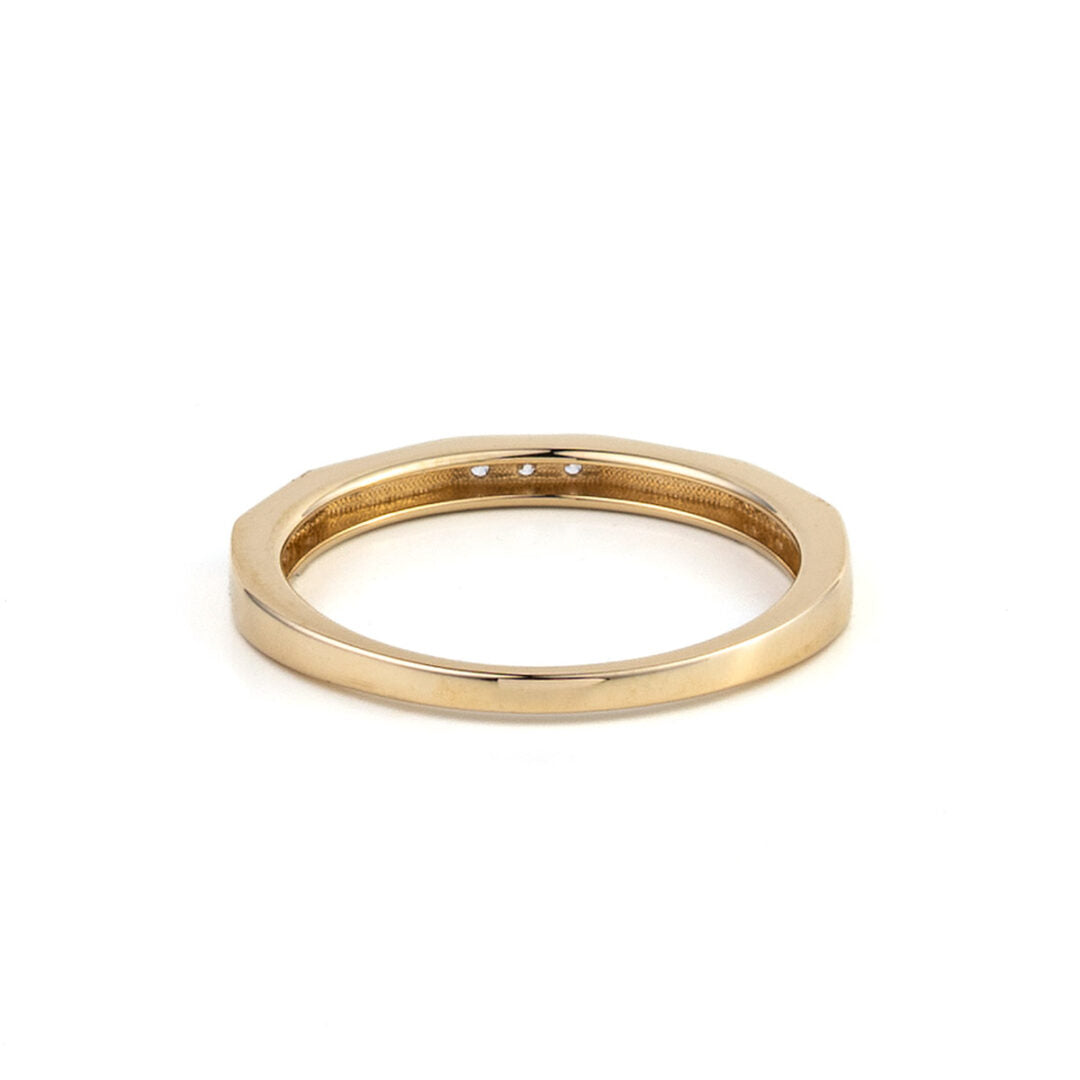 Polygon Zircon Ring - 14K Yellow Gold