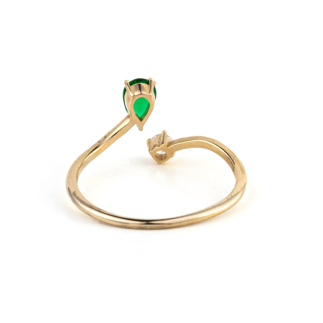 Green Zircon Open Ring - 14K Gold
