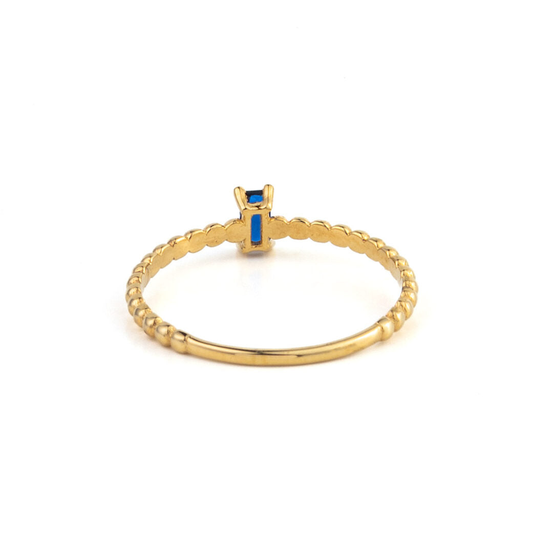 14K Yellow Gold Blue Square Stone Ring