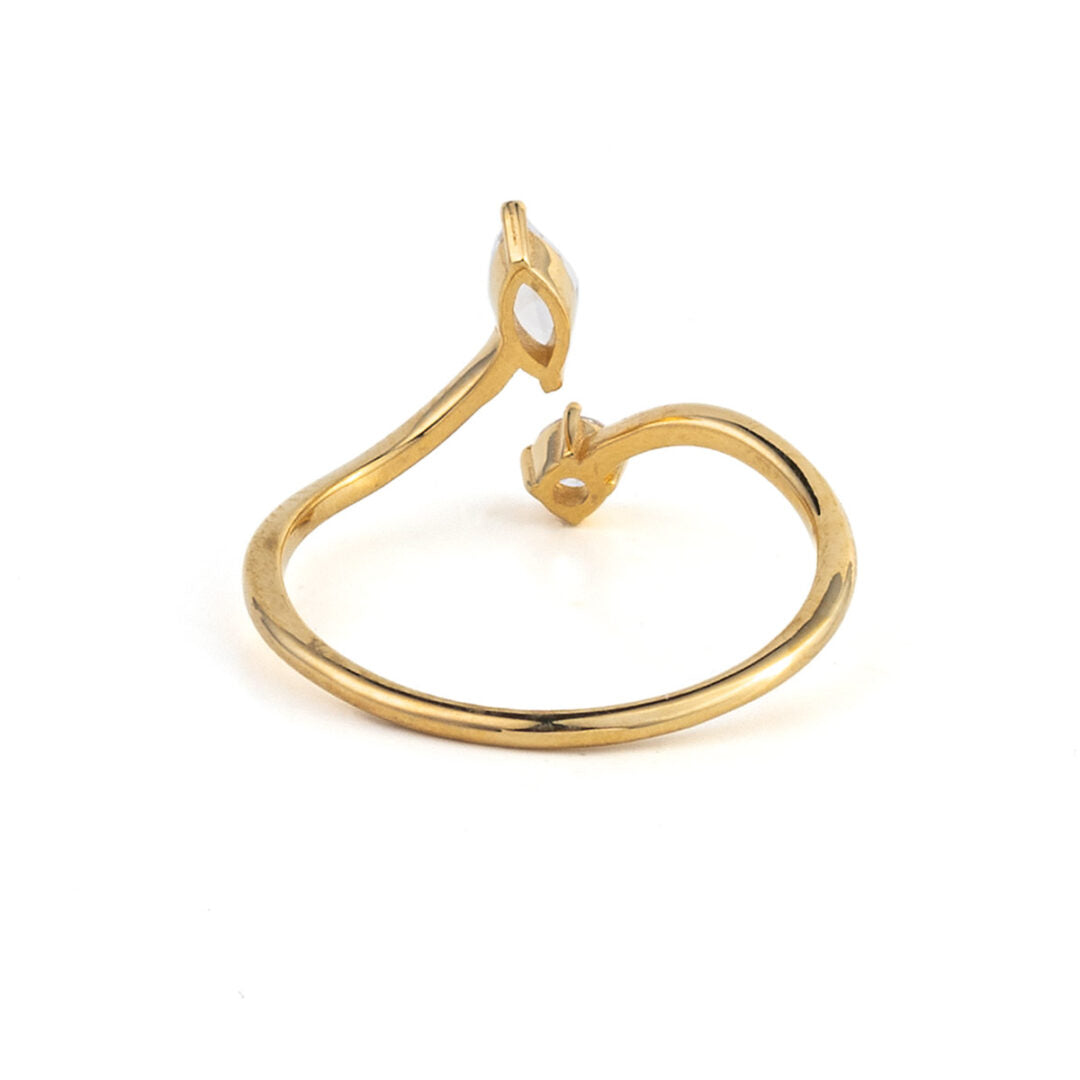 14K Yellow Gold Open Ring with Cubic Zirconia