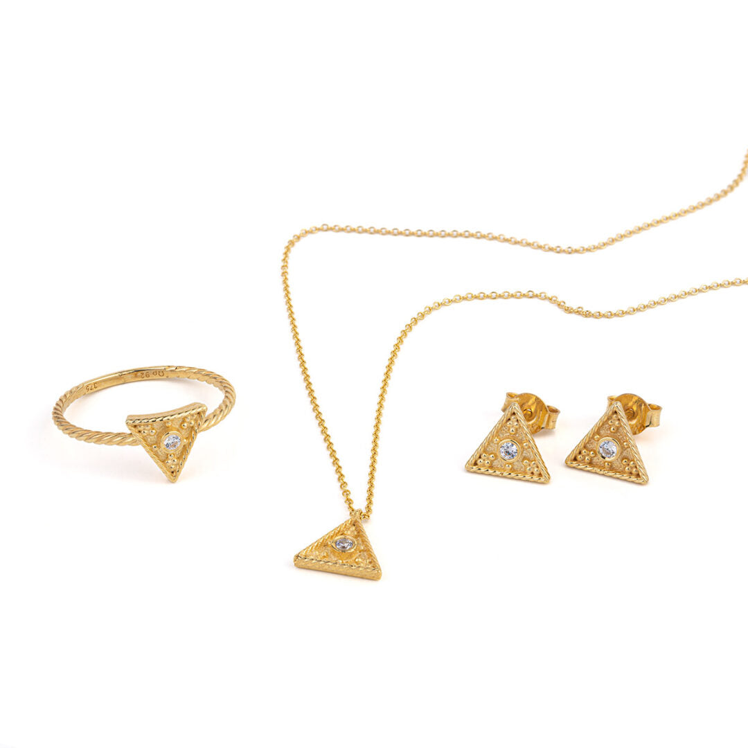 Triangle Zircon Ring - 9K Gold