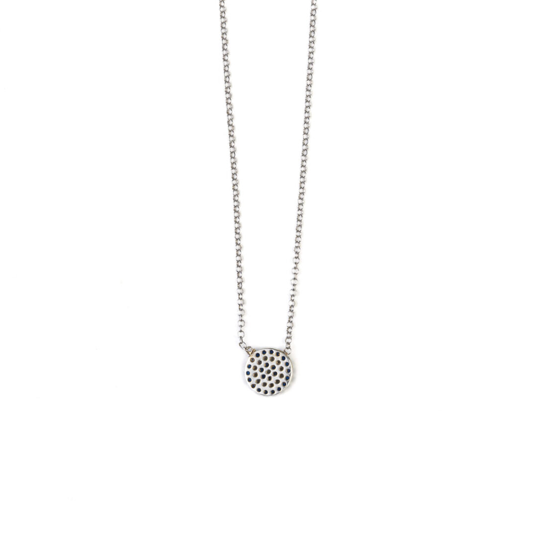 Round Evil Eye Necklace - Sterling Silver 925 — Black