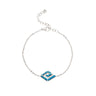 Meandros Bracelet with Ocean Blue Details in Stainless Steel — Silver