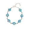 Multi Greek Key Bracelet with Ocean Blue Details in Stainless Steel — Silver