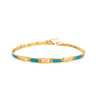 Meander Link Bracelet with Ocean Blue Details in Stainless Steel — Gold
