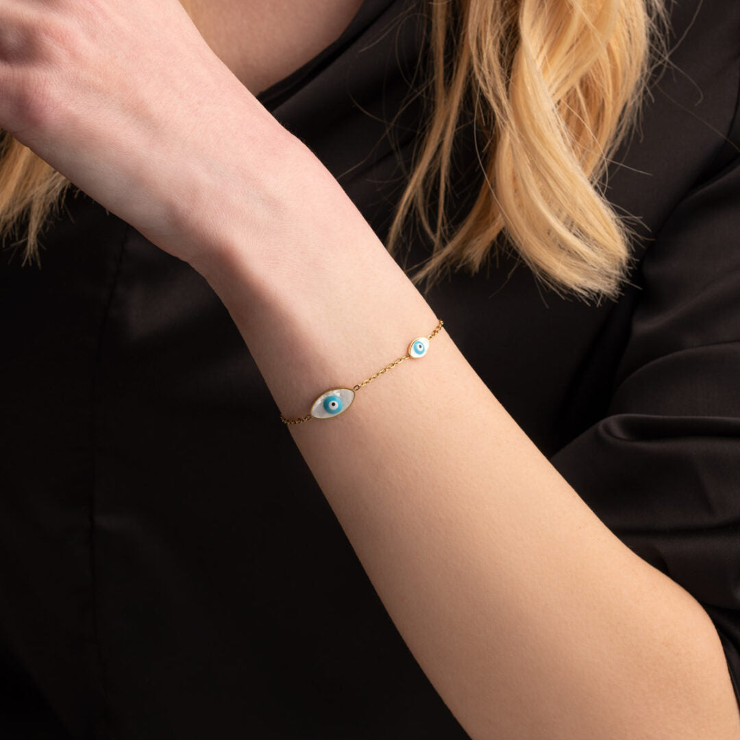 Evil Eyes Bracelet in Stainless Steel — Silver