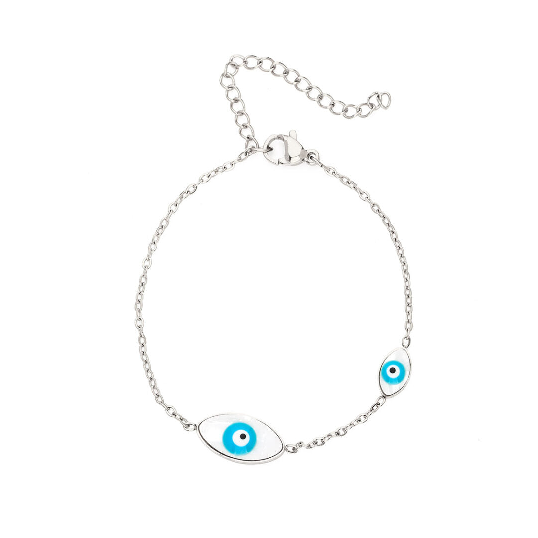 Evil Eyes Bracelet in Stainless Steel — Silver