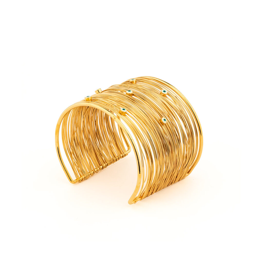 Open Cuff Evil Eye Bracelet in Stainless Steel