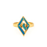 Meander Ring with Ocean Blue Details in Stainless Steel — Gold