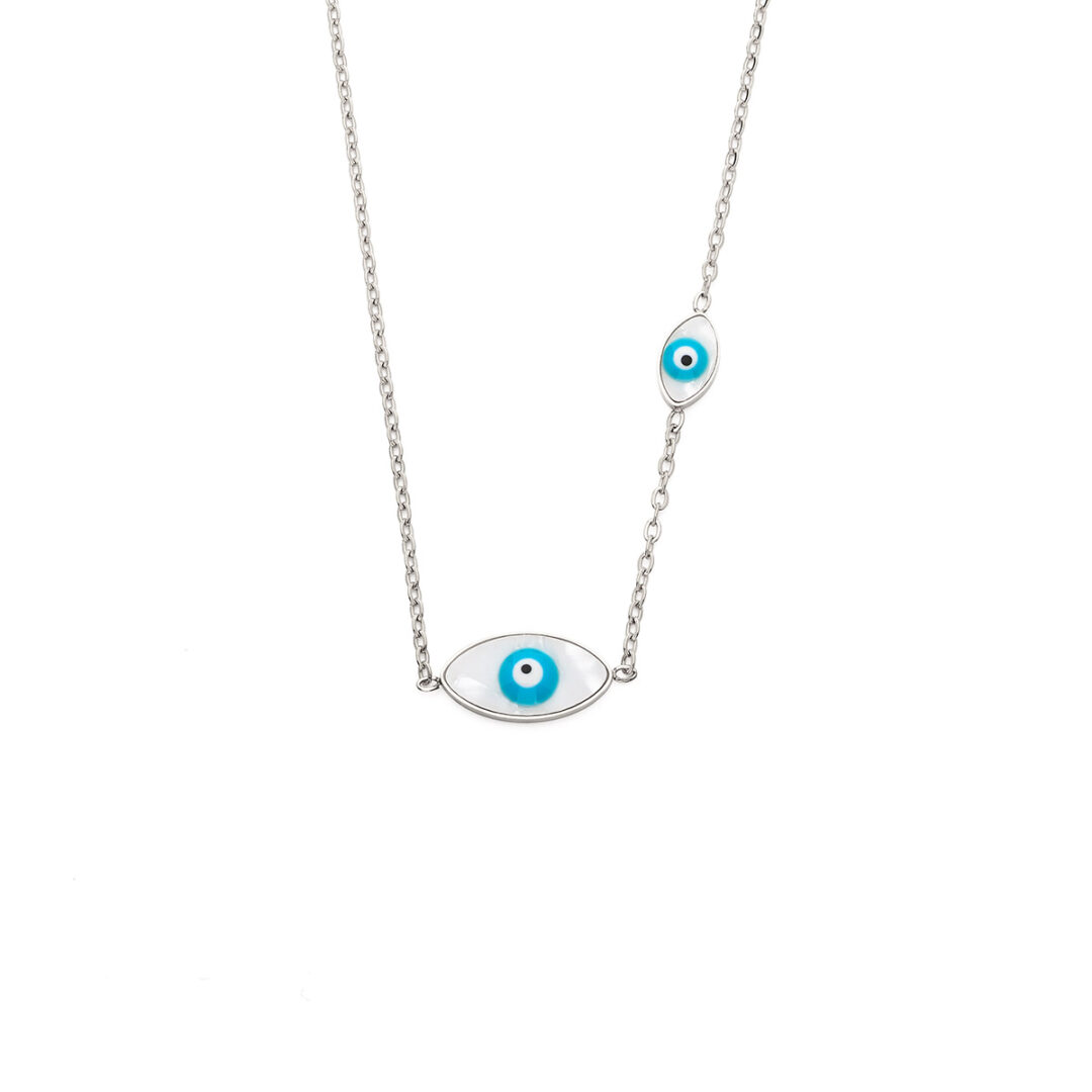 Evil Eyes Necklace in Stainless Steel