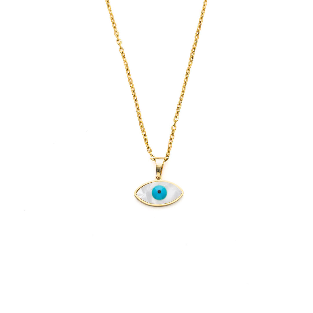 Evil Eye Protective Necklace in Stainless Steel
