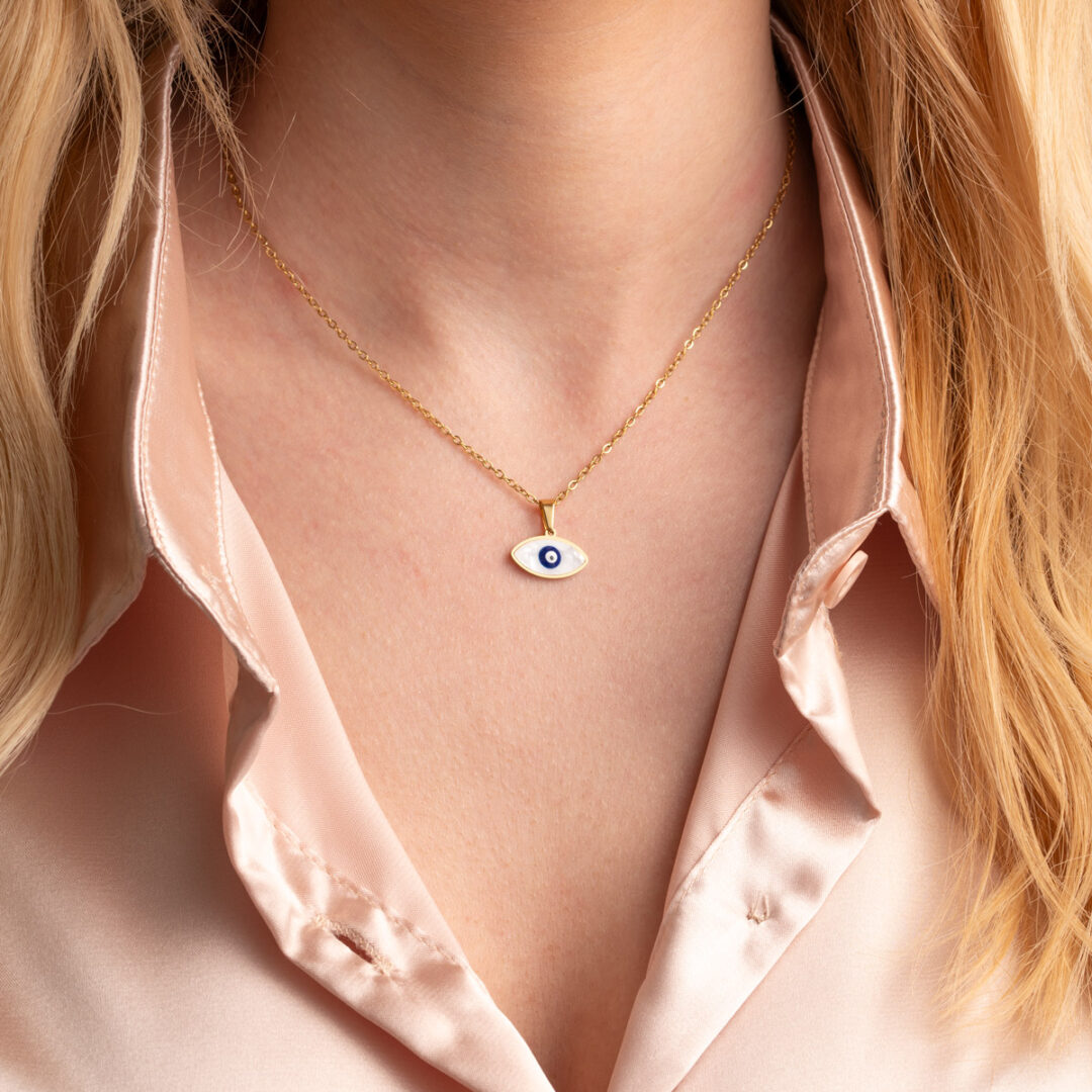 Evil Eye Protective Necklace in Stainless Steel