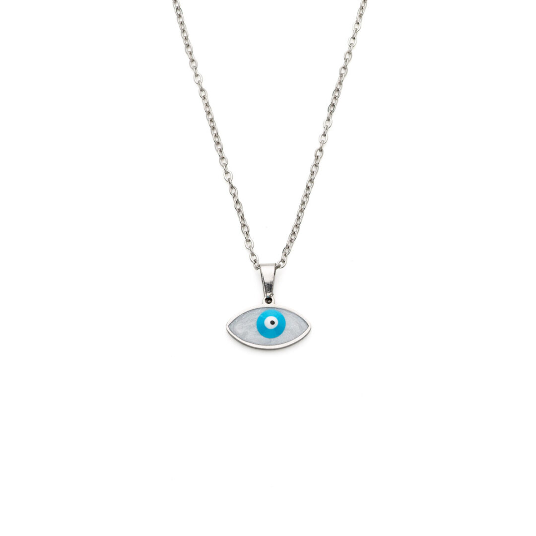 Evil Eye Protective Necklace in Stainless Steel