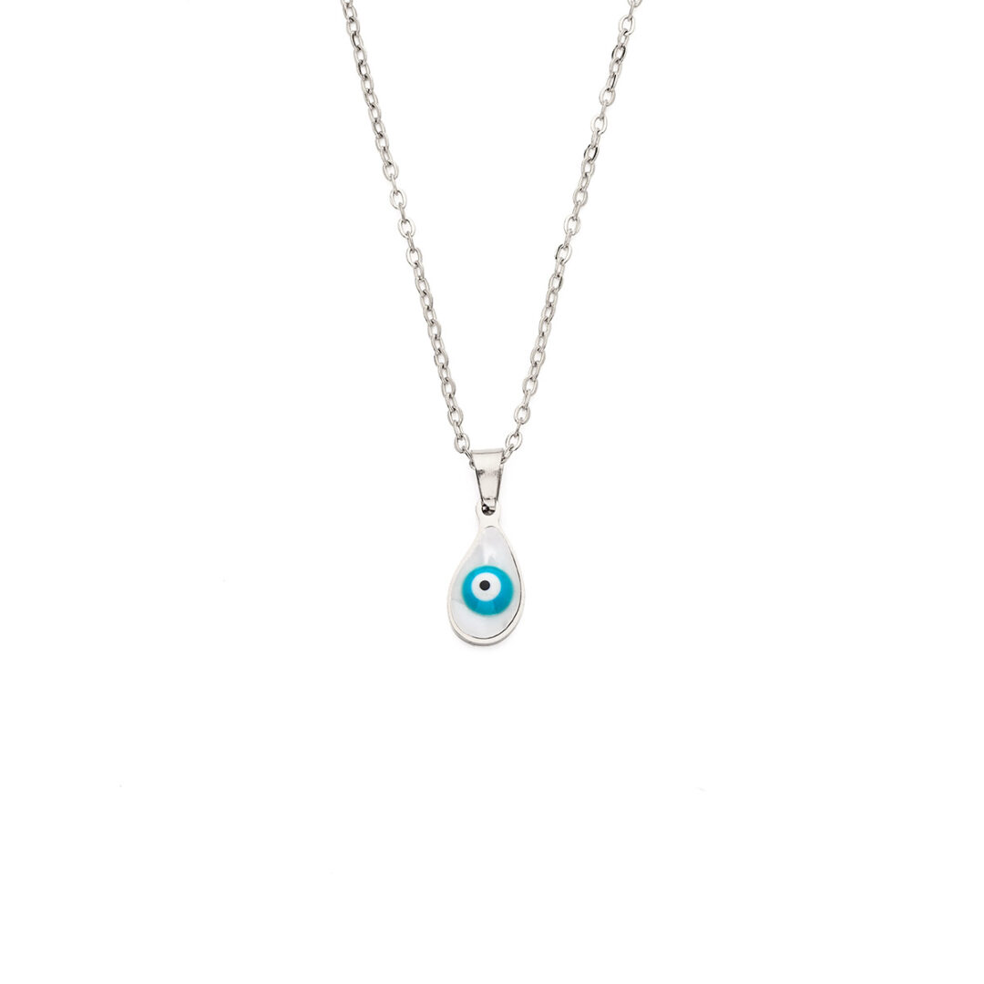 Evil Eye Lucky Charm Necklace in Stainless Steel