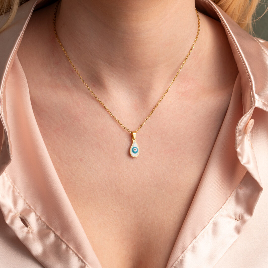 Evil Eye Lucky Charm Necklace in Stainless Steel
