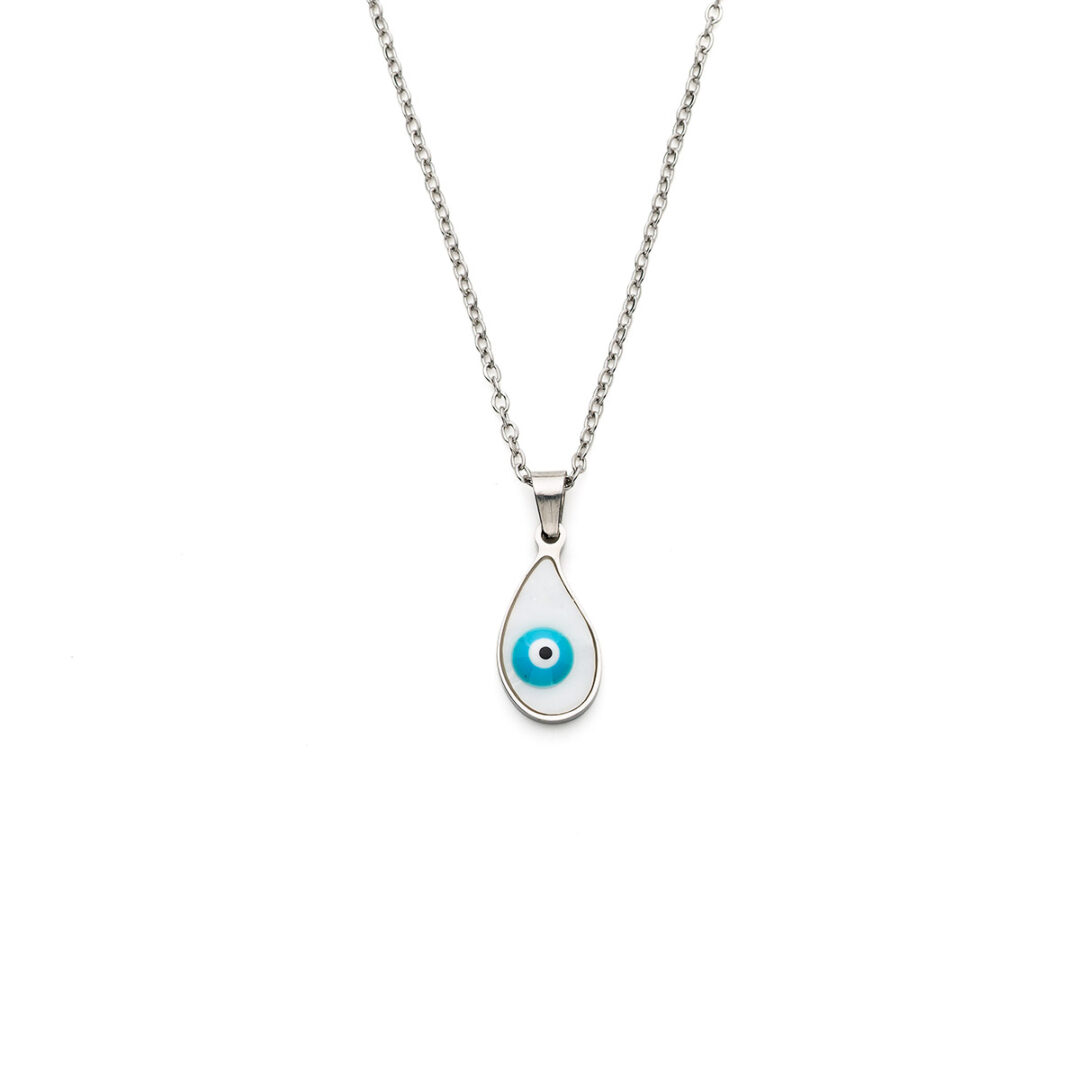 Evil Eye Good Luck Necklace in Stainless Steel