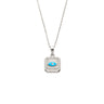 Square Evil Eye Lucky Necklace in Stainless Steel — Silver & Ciel