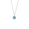Spiral Pendant Necklace with Ocean Blue Details in Stainless Steel — Silver