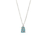 Greek Key Pendant Necklace with Ocean Blue Details in Stainless Steel — Silver
