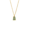Greek Key Pendant Necklace with Ocean Blue Details in Stainless Steel — Gold