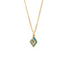 Greek Key Necklace with Ocean Blue Details in Stainless Steel — Gold