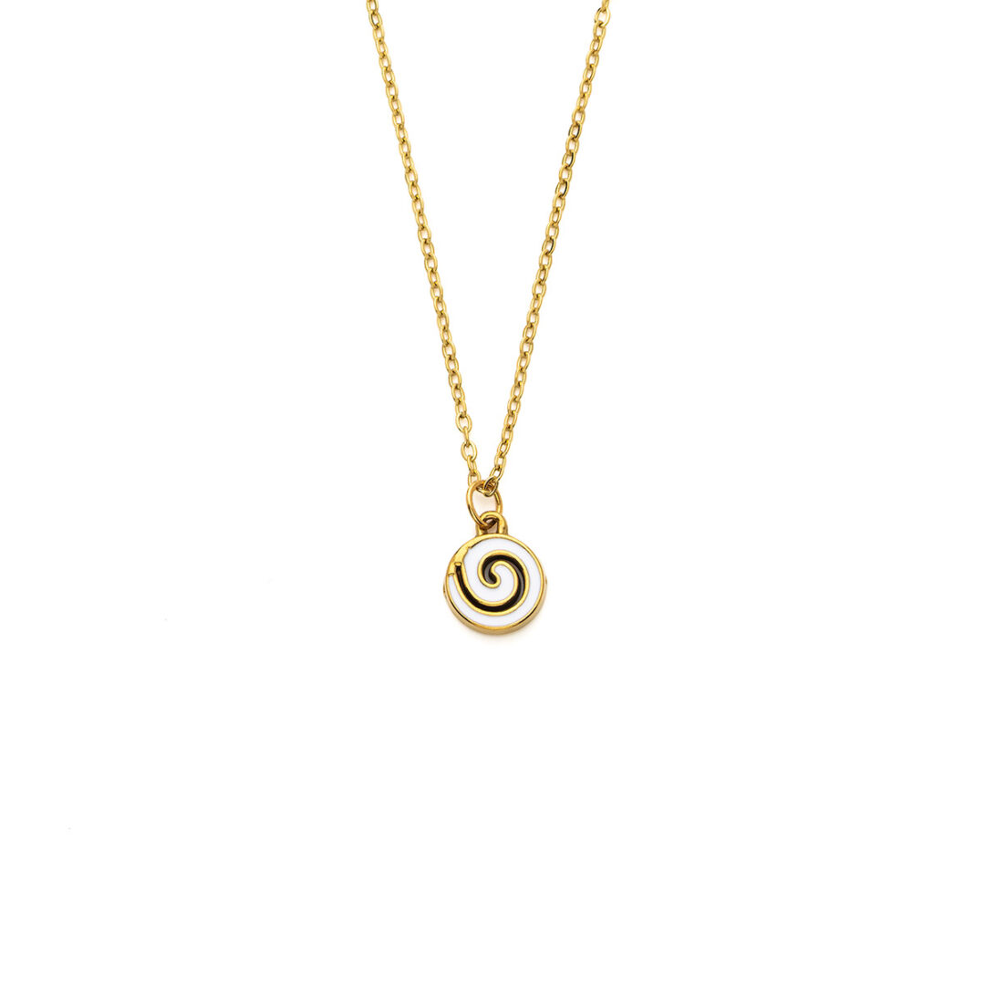 Spiral Necklace with Ocean Blue Details in Stainless Steel