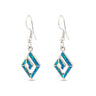 Meander Earrings with Ocean Blue Details in Stainless Steel — Silver