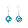 Greek Key Earrings with Ocean Blue Details in Stainless Steel — Silver