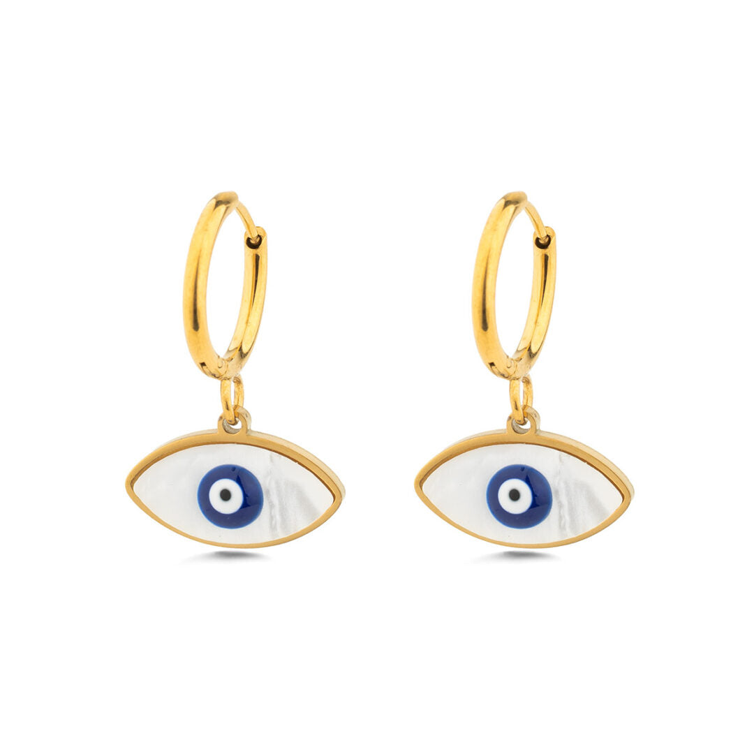 Lucky Eye Earrings in Stainless Steel — Blue