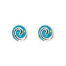 Spiral Stud Earrings with Ocean Blue Details in Stainless Steel — Silver
