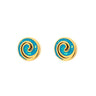 Spiral Stud Earrings with Ocean Blue Details in Stainless Steel — Gold