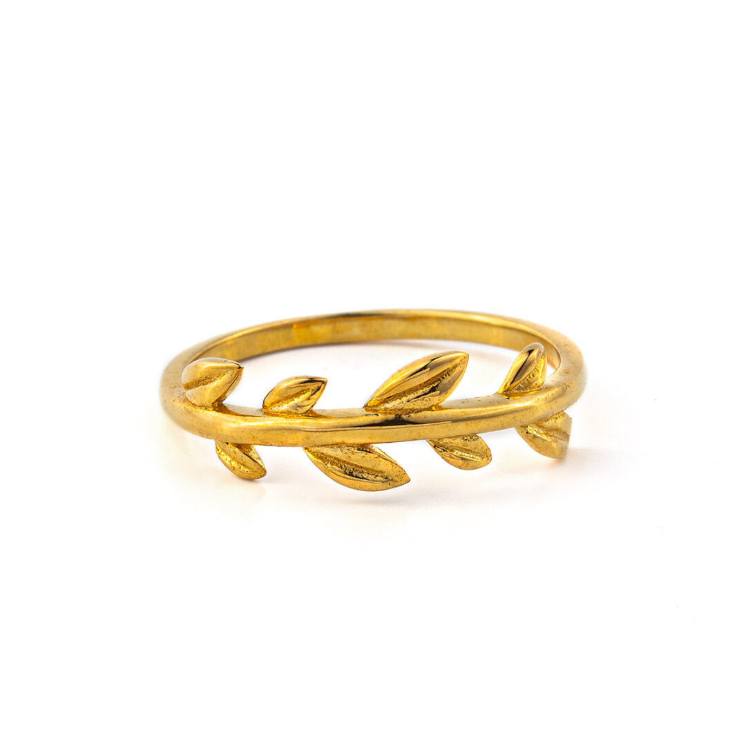 Leaf Ring - 14K Solid Yellow Gold
