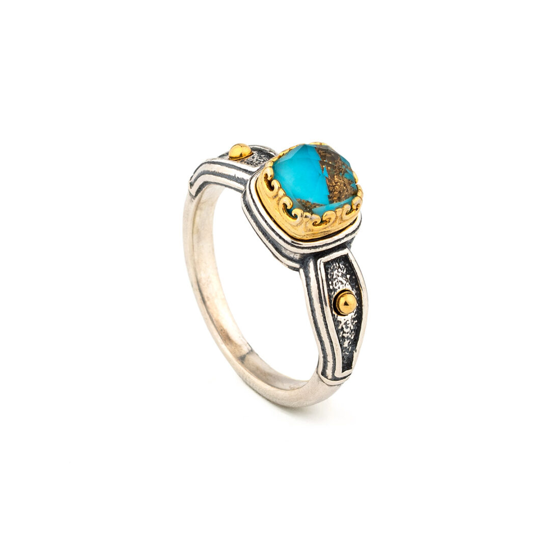 Doublet Ruby or Turquoise Byzantine Ring – Sterling Silver 925