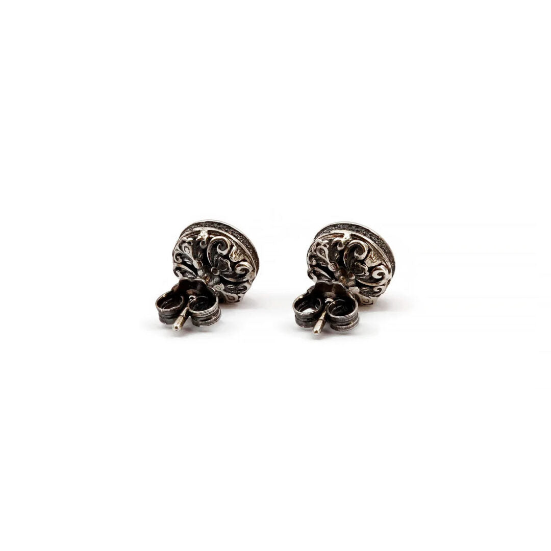 Byzantine Stud Earrings with Crystal Violet Stone