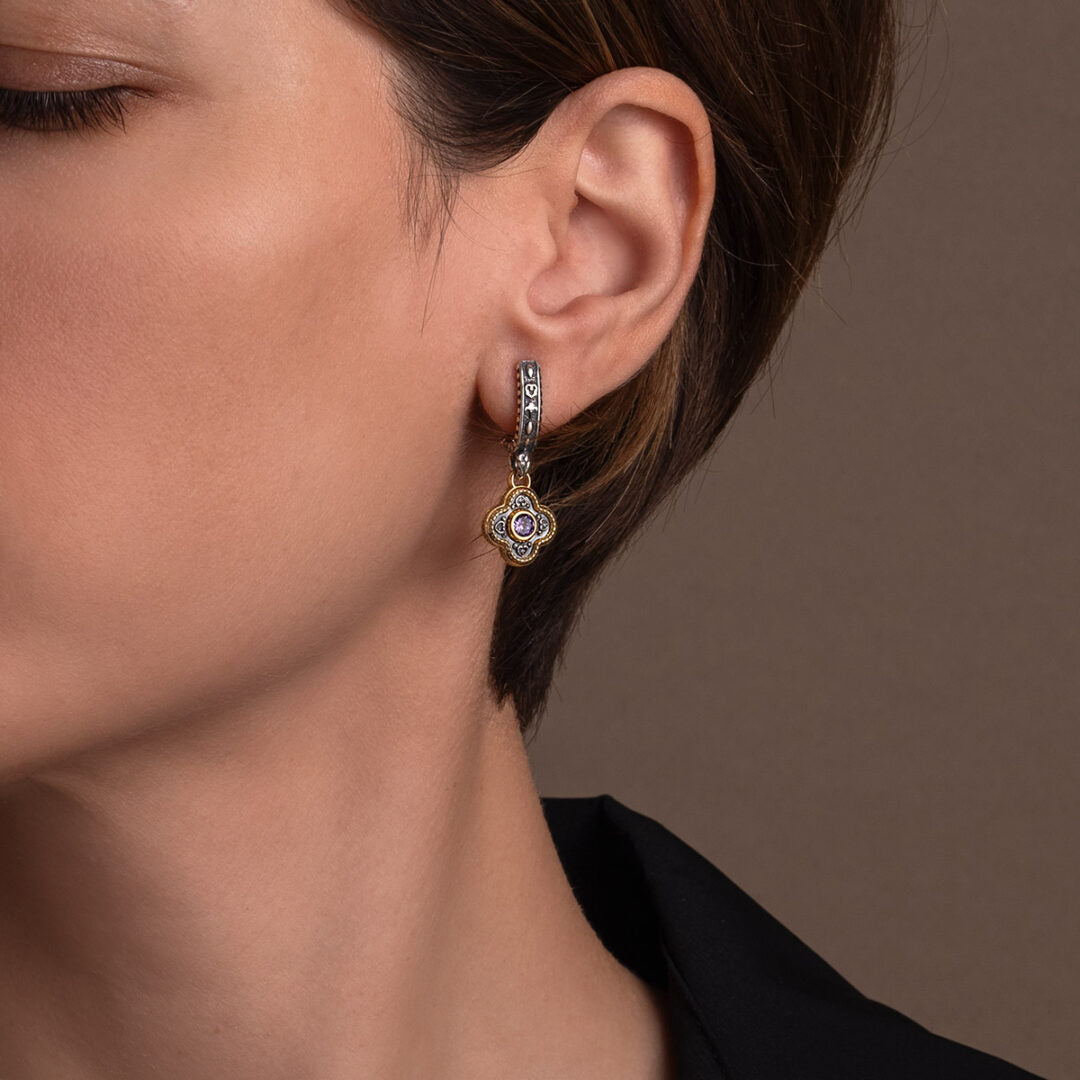 Byzantine Dangle Earrings with Amethyst Zircon