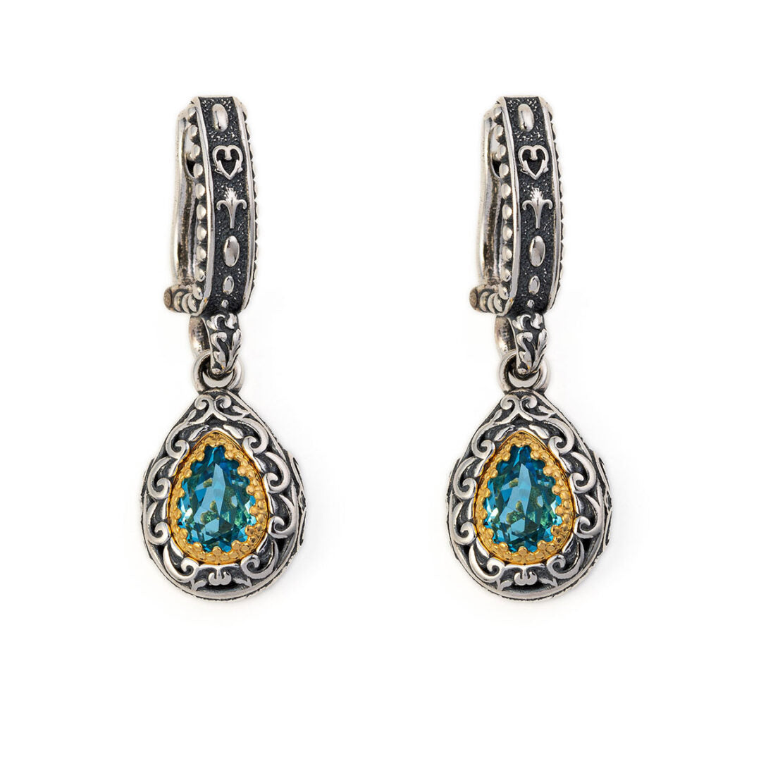 Byzantine Aquamarine Crystal Dangle Earrings