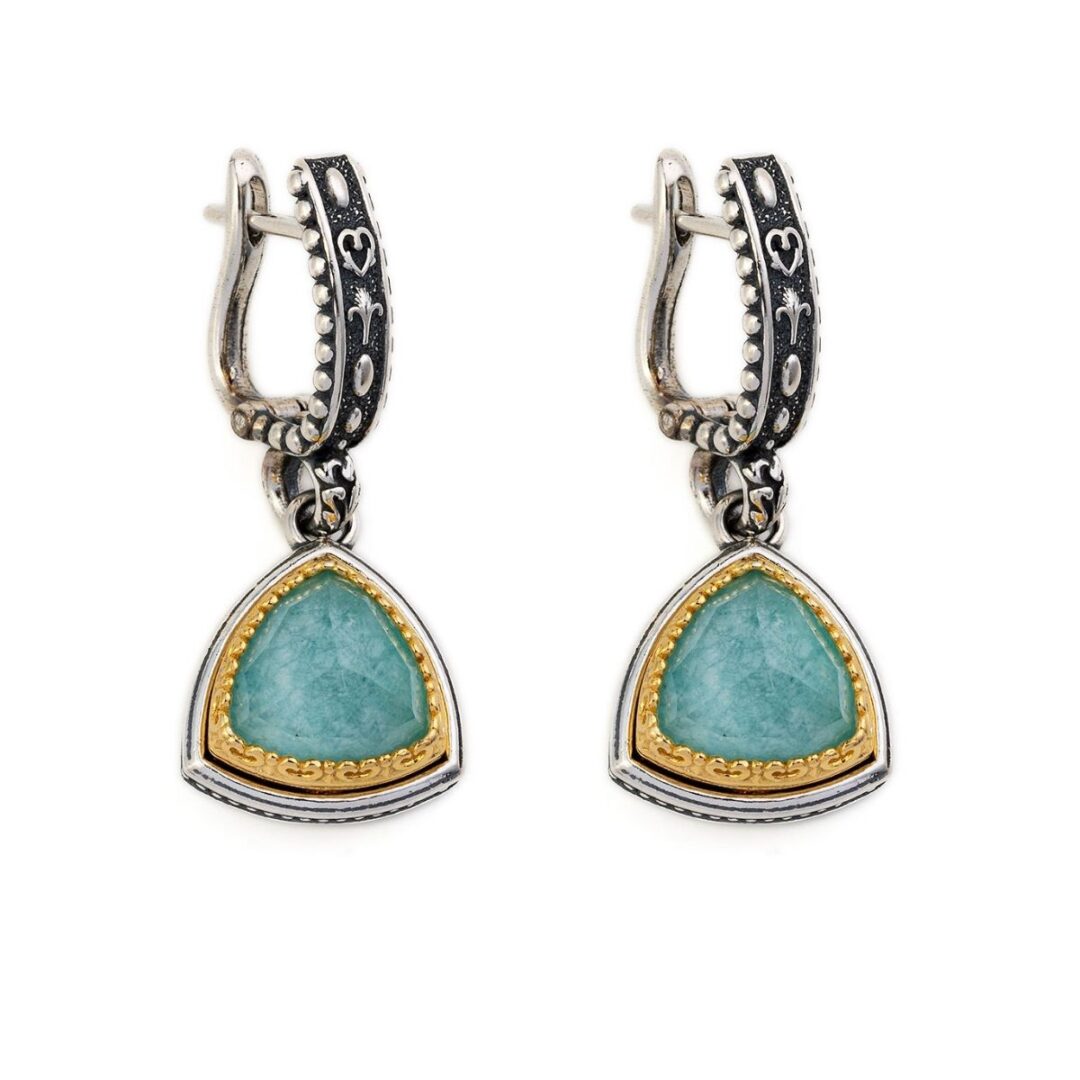 Byzantine Earrings with Amazonite Doublet Stone