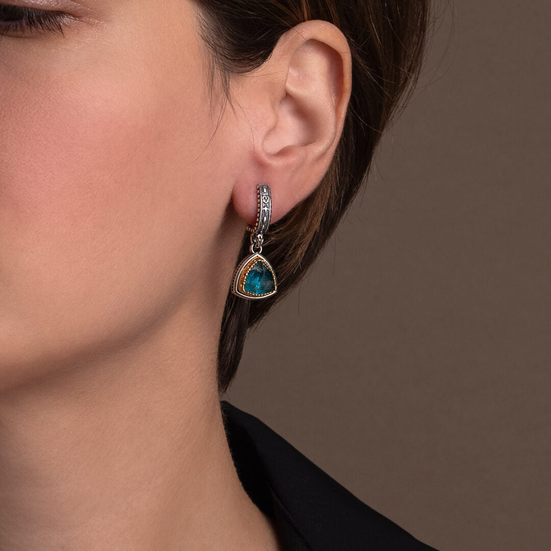Byzantine Earrings with Apatite Doublet Stone