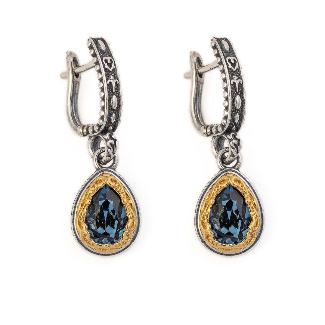 Byzantine Earrings with London Blue Crystal Stone