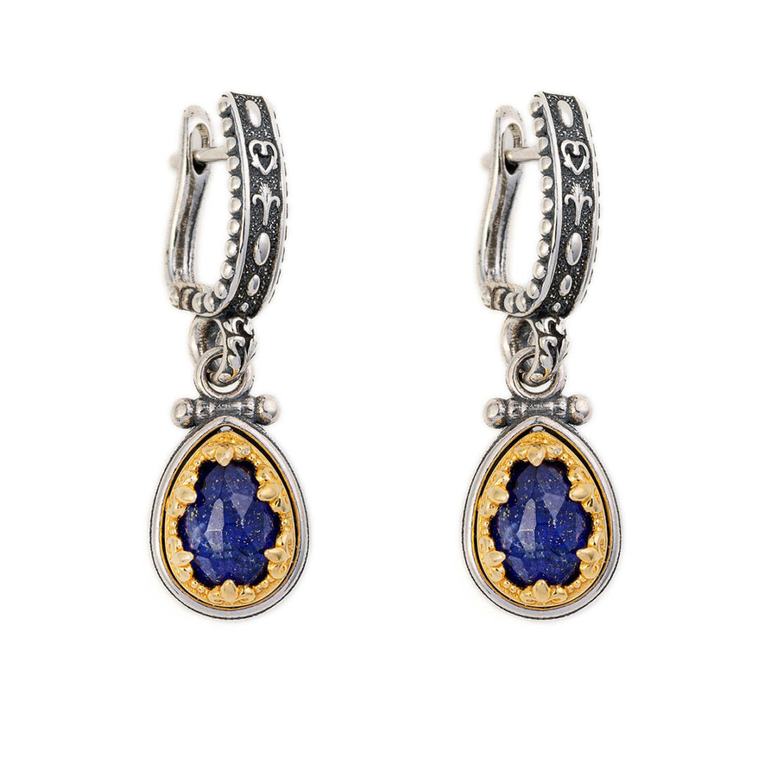 Byzantine Earrings with Lapis Lazuli Doublet Stone