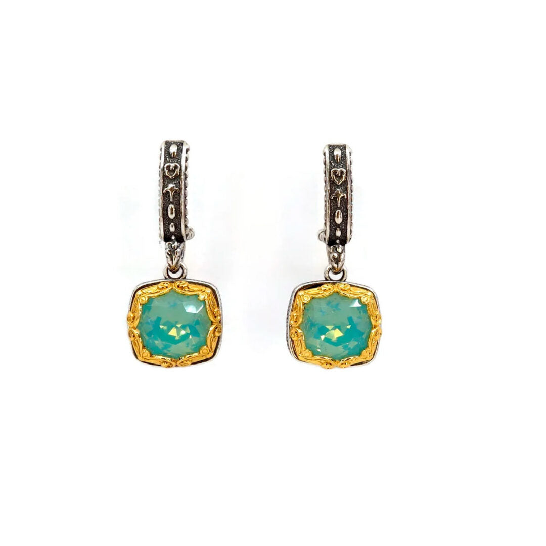 Byzantine Earrings with Pacific Opal Crystal Stone