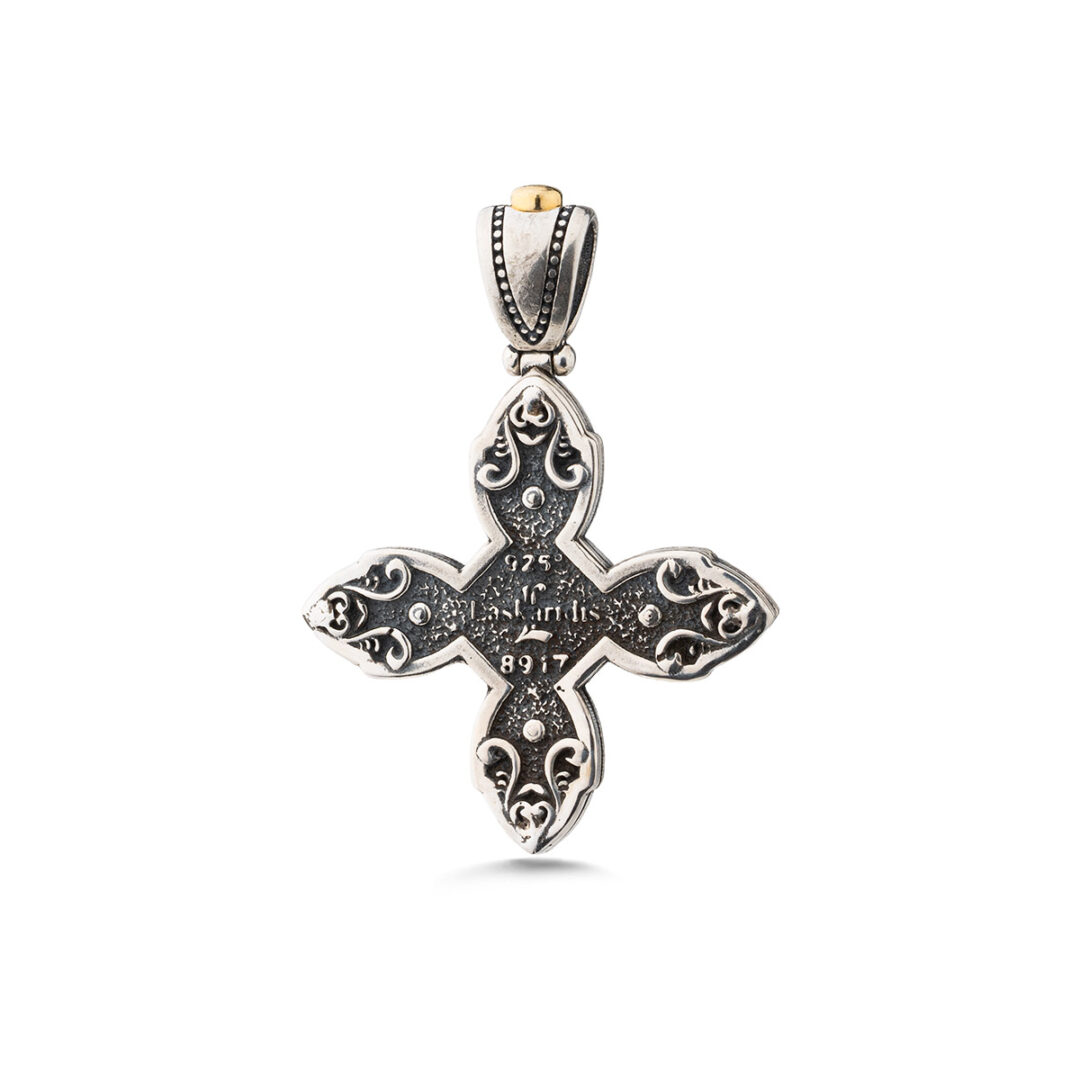 Byzantine Crystal Cross Pendant in 925 Sterling Silver and Gold Plated