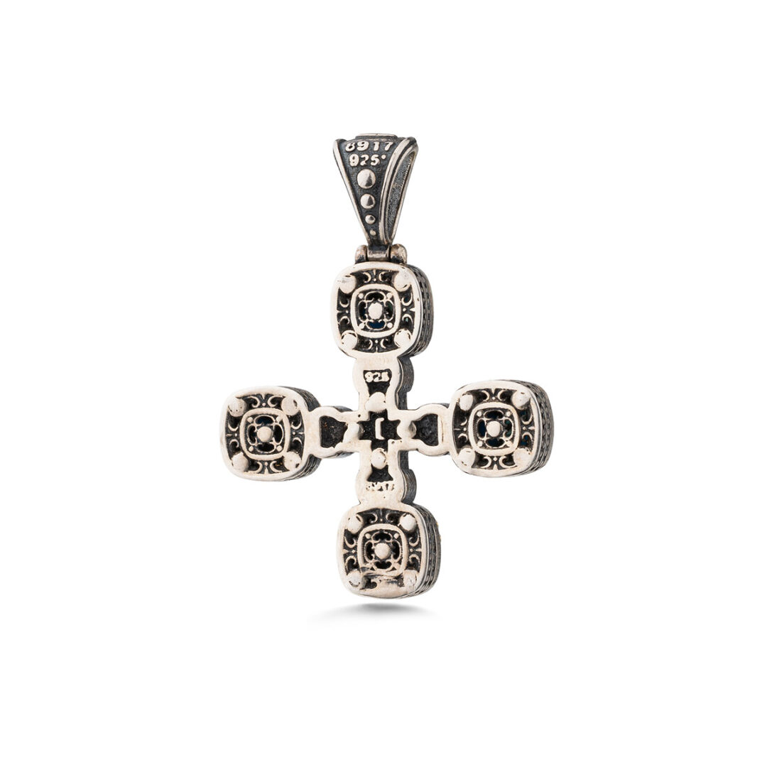 Doublet Turquoise Copper Cross Pendant in 925 Sterling Silver and Gold Plated