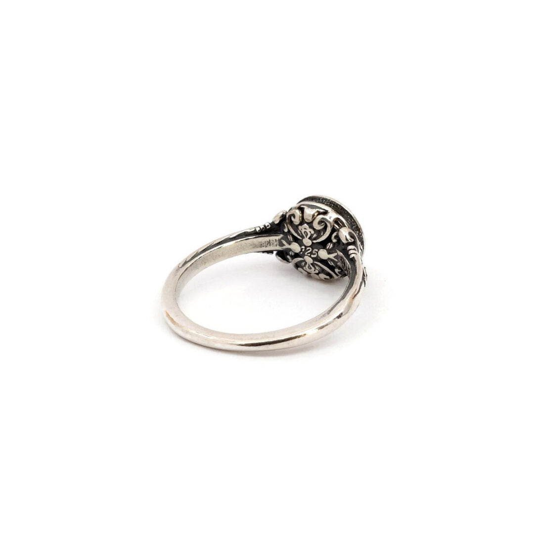Byzantine Ring with London Blue Stone - 925 Sterling Silver Gold Plated