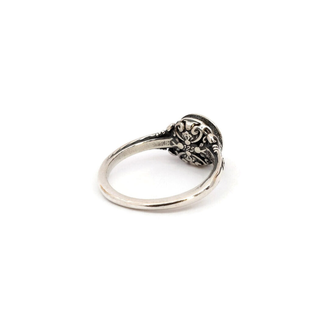 Byzantine Ring with White Opal Crystal Stone