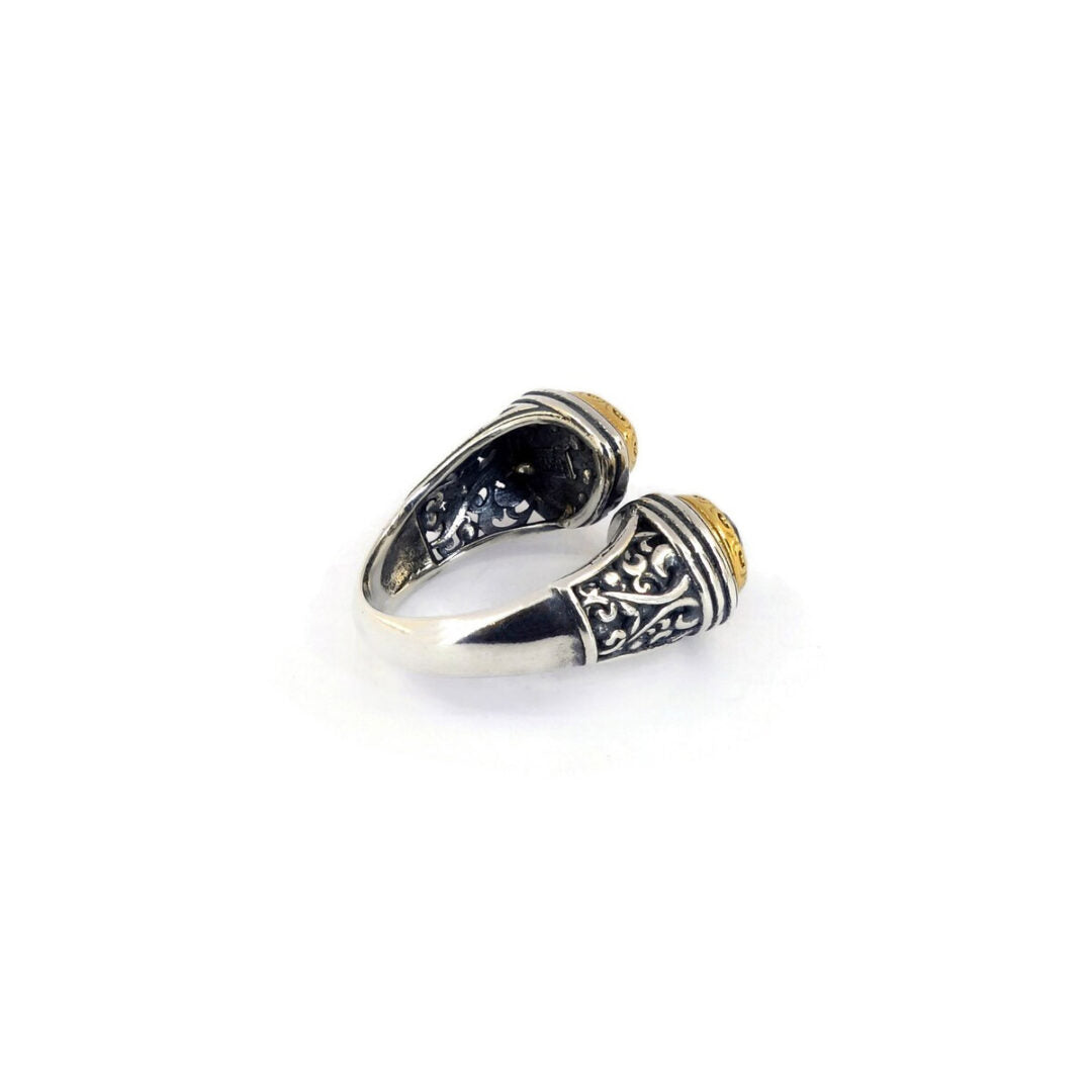 Byzantine Ring with Lapis Doublet Stone - 925 Sterling Silver Gold Plated