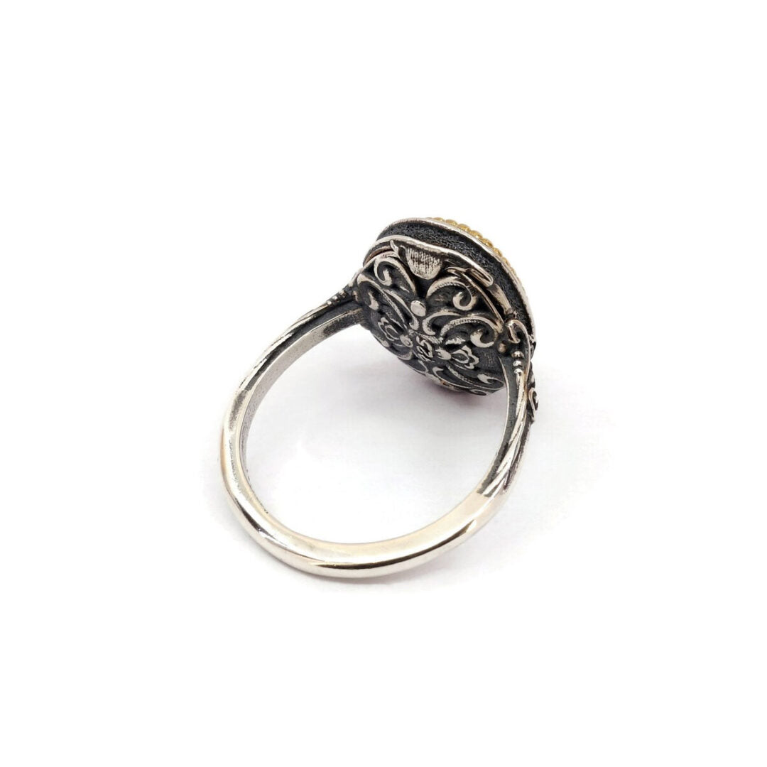Byzantine Ring with Aquamarine Crystal Stone