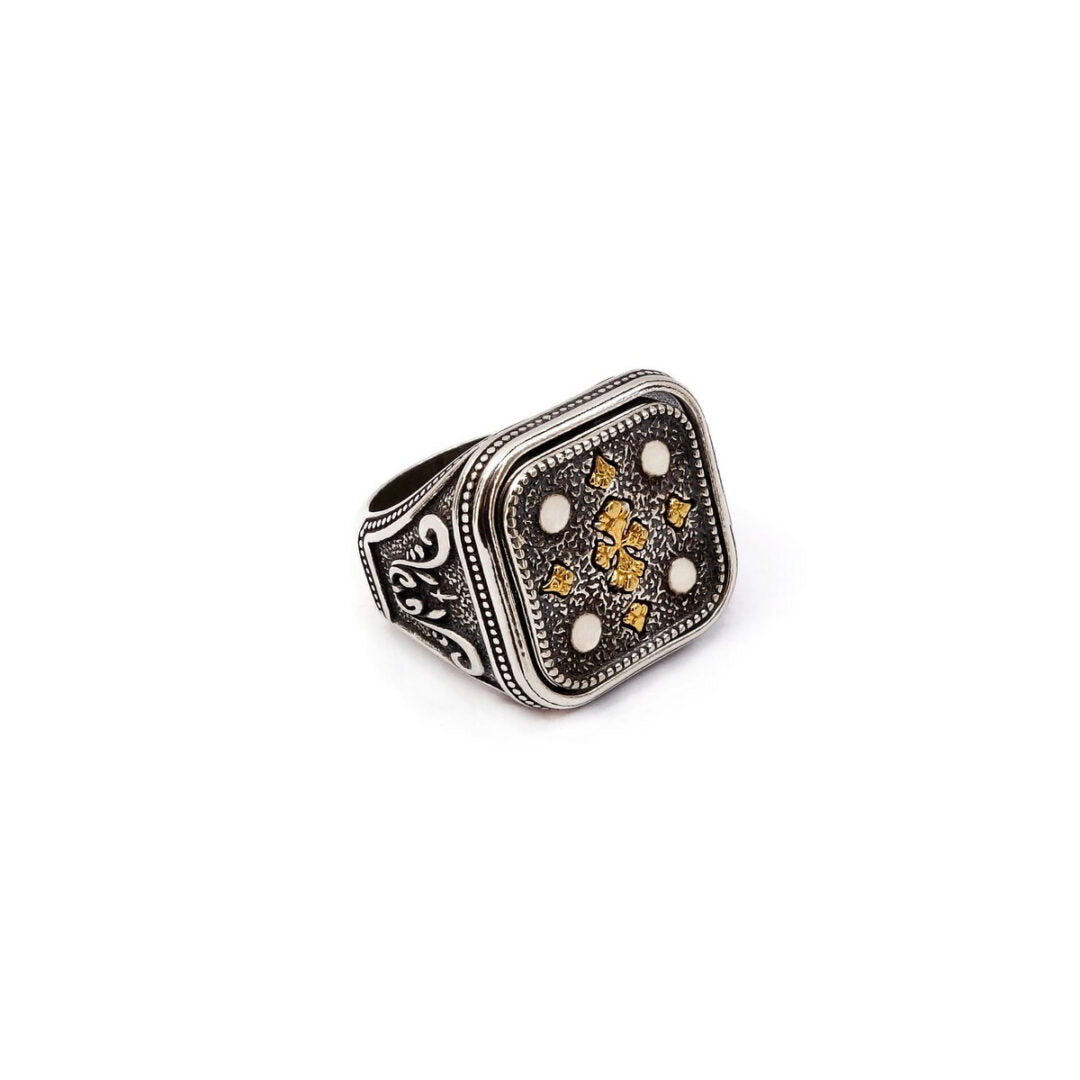 Byzantine Ring with Natural Swiss Blue Topaz Gemstone