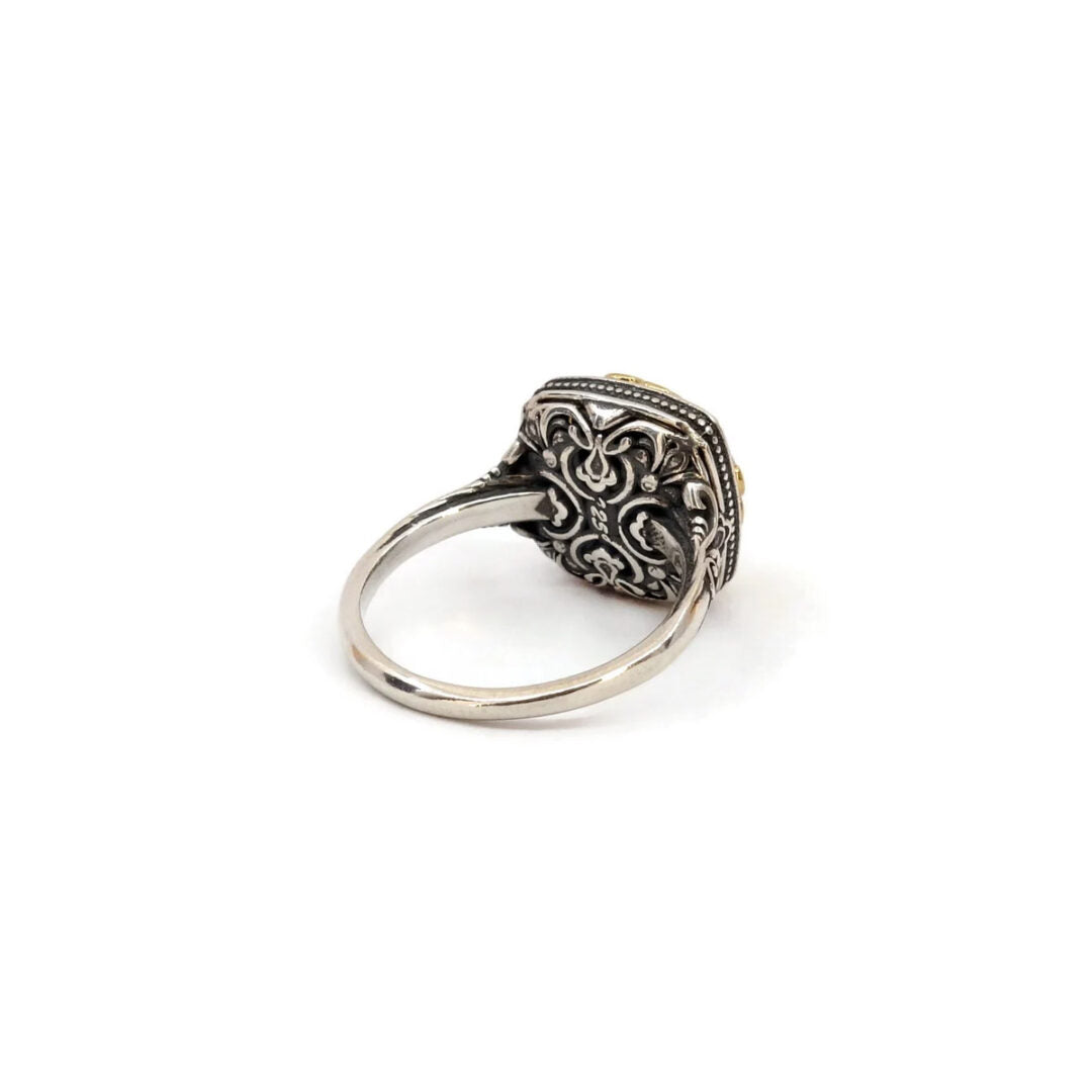 Byzantine Ring Green Opal Crystal Stone - 925 Sterling Silver