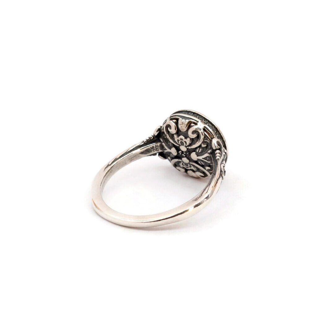 Byzantine Ring Aquamarine Crystal Stone - 925 Sterling Silver Gold Plated